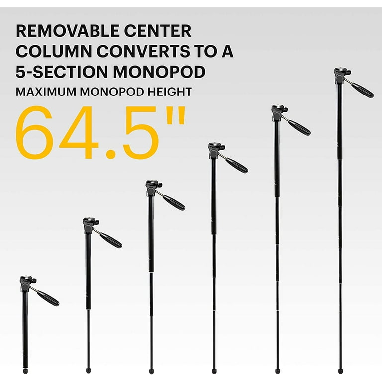KODAK PhotoGear 2-in-1 70” Tripod & 64.5” Monopod, Lightweight