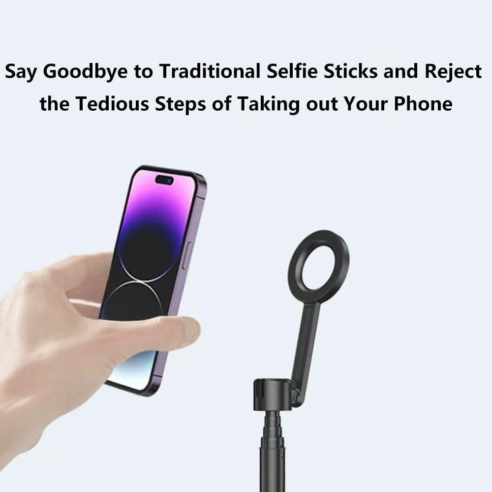 JEBTBFZE Magnetic Phone Tripod with Bluetooth Remote, Extendable Selfie Stick Tripod, 360° Rotation & Quick Release Mount, Universal for Phones(black