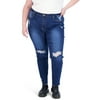 GoGo Jeans Juniors' Plus Size High Rise Destructed Jegging with Frayed Hem
