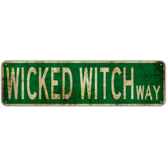 Wicked Witch Way Decor Wall Man Cave Bar Street Rustic Vintage Retro Metal Sign Fun Metal Sign 4x16 Inch Vintage Plaque Handicraft Best Gift Metal Tin Sign