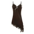thumbnail image 4 of GEWSEY Lace Camisole Women Satin Tank Long Top Sleeveless Spaghetti Strap Silk Cami Shirt Asymmetrical Slip Dress Fashion (Brown, M), 4 of 9