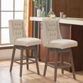 thumbnail image 5 of Ktaxon Modern Bar Stools Set of 2, 360 Degree Swivel Bar Chairs, Armless Upholstered Dining Chairs with Wood Legs for Kitchen/Bar Beige, 5 of 11