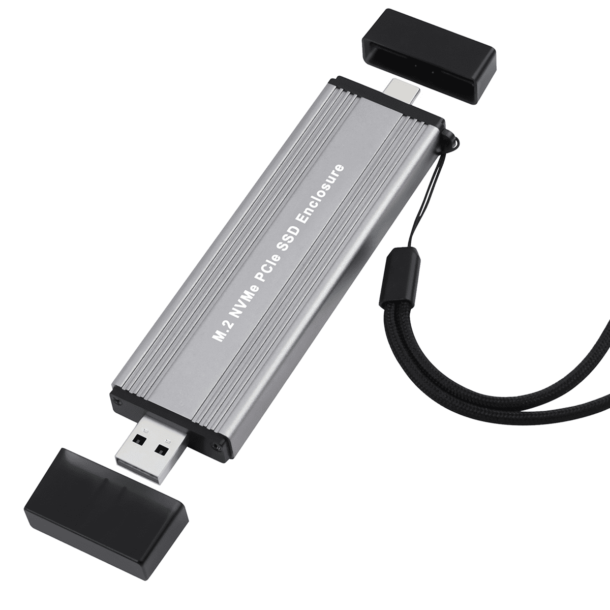 2X M.2 NVME PCIe SSD Enclosure Case with USB C 3.1 Gen 2 USB3.0 to M.2 M Key HDD Enclosure for 2230 2242 2260 2280,2 x HDD Enclosure,Gray