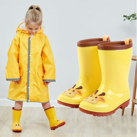 

Oalirro Toddler Infant Kids Boys Girls Cartoon Rubber Waterproof Rain Shoes Rain Boots
