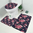 thumbnail image 2 of Pioneer Flower Floral Print Pattern Bathroom Rugs Sets 3 Piece,Toilet Cover Set,Absorbent Non Slip Bathroom Mats Sets with U-Shaped Contour Rug Toilet Rug Set, 2 of 5
