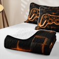 thumbnail image 4 of Erosebridal Gamepad Bed Spread Queen,Orange Neon Grid Art Queen Coverlet Set For Boys,3-Piece, 4 of 7