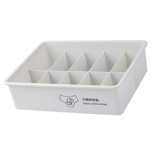 Matsuzay Caja de almacenamiento de calcetines de ropa interior Organizador de tapa de acabado de sujetador de plástico apilable dividido Almacenamiento y organización del hogar Gris 10 cuadrícula