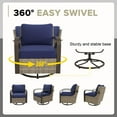 thumbnail image 4 of COOS BAY Aurora Terrace Brown Wicker Rattan Patio Swivel Rocking Glider Chair, Metal Curved Armrest, Blue Cushion, 4 of 9