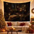 thumbnail image 3 of Open Book Beneath a Celestial Clock in an Arched Library, Mystical Digital Art for Readers, Arcane Lore Decor, Graduation Gift, Tapestry Wall Hanging for Study Room and Den, 3 of 7
