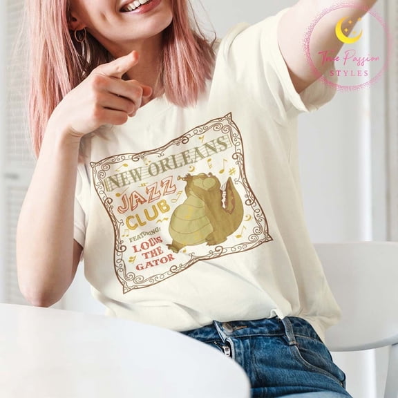 Louis The Gator Shirt, New Orleans Jazz Club The Princess and The Frog T-shirt, Long Sleeve Tee Shirt, T-shirt, T-shirt E2831, F2951 All Size S-5Xl