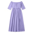 thumbnail image 4 of Horkkom Off the Shoulder Dresses for Women Short Sleeve Solid Color Summer Dresses Flowy Casual Maxi Dresses, S-3XL, 4 of 7
