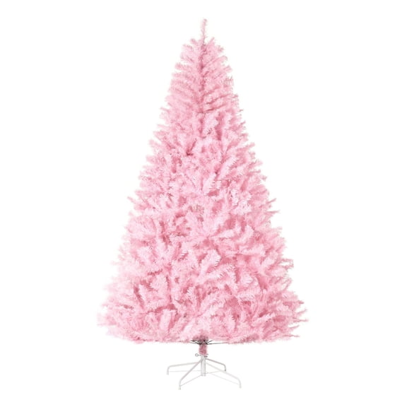 7ft Pink Artificial Christmas Tree, Wide Shape, Unlit Holiday Tree with Steel Base