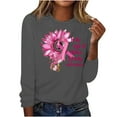 thumbnail image 2 of VKOYWKM Pink Ribbon T-Shirt for Women Breast Cancer Long Sleeve T-Shirts Breast Cancer Awareness Shirt Loose Fit Crew Neck Cancer Survivor Shirt, 2 of 5
