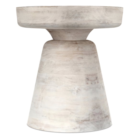 Simpli Home Robbie Contemporary Rustic Accent Table in Distressed White Wash