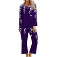 thumbnail image 1 of ameIAEA Ensemble de Pyjama pour Femmes Manches Longues Col Rond Pantalon Grand Ensemble de Détente 2 Pcs, 1 of 5