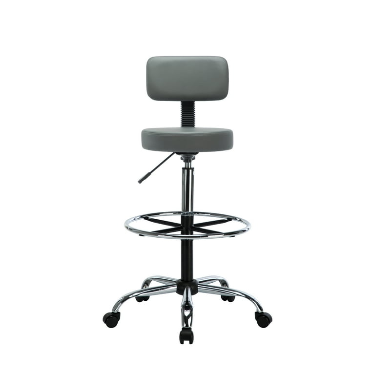 Height Adjustable Drafting Stool and Footrest Comfortable Faux