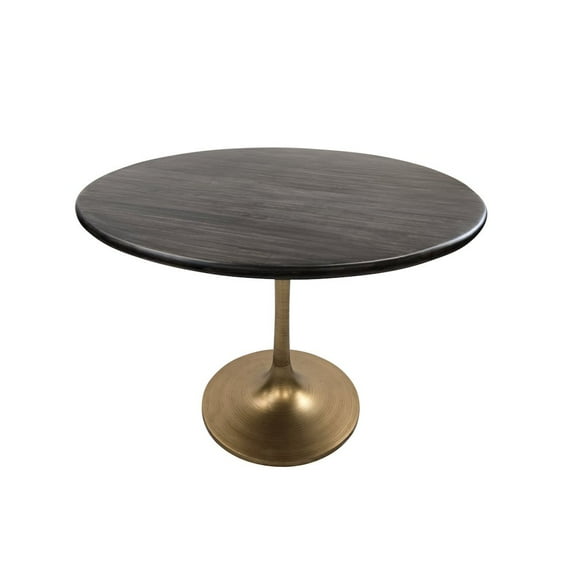 Alden Wood Top 40" Round Dining Table - Warm Black Top - Gold Base