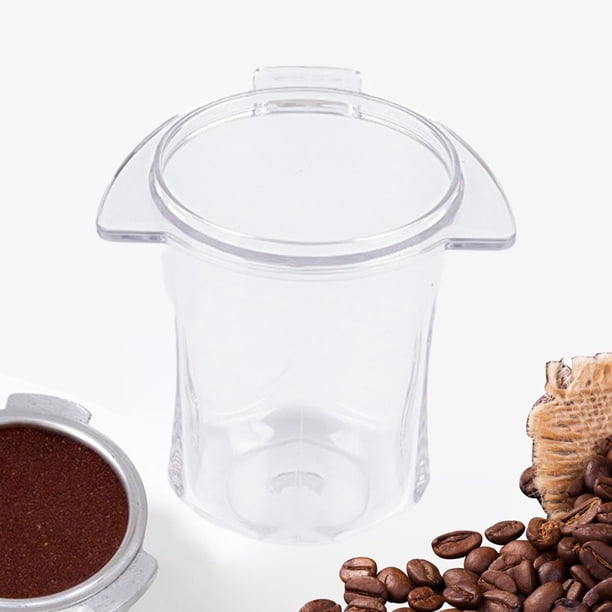 Taza dosificadora de café para Baristas, recipiente recolector de polvo, accesorios para máquina de café expreso, alimentador de café en polvo para el Transparente