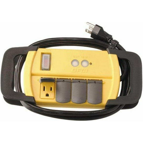 Coleman Cable 04644 Tira de alimentación GFCI de 4 tomacorriente, 15 a