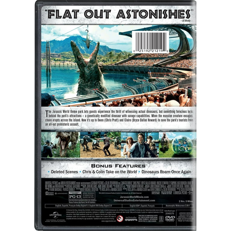 SDS Jurassic World DVD Action Adventure Movie Dinosaur PG-13
