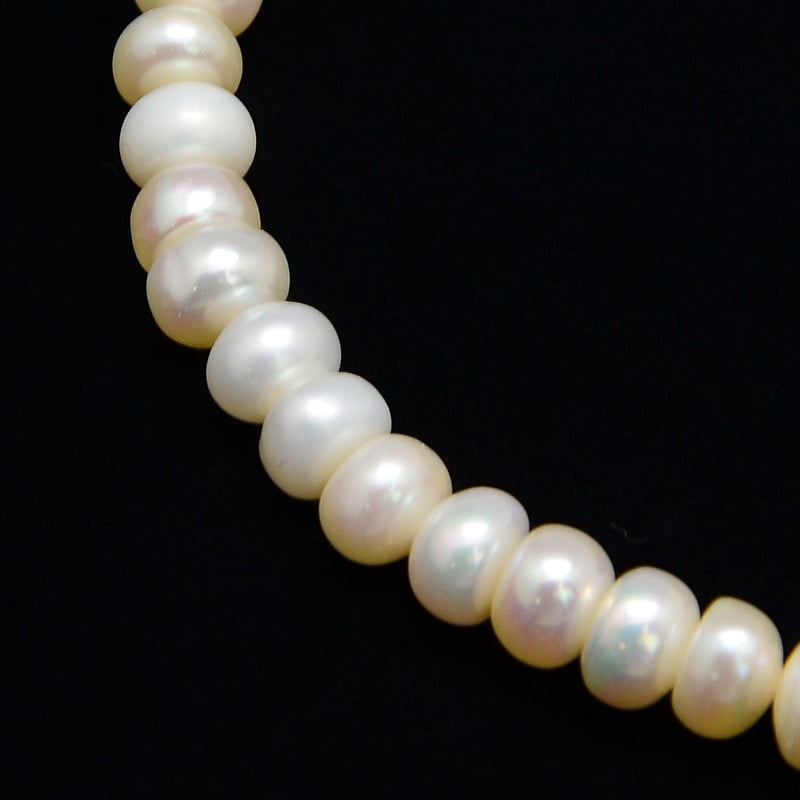 Grade A Natural Cultured Freshwater Pearl Beads Strands Polished Rondelle Creamy White 7~8mm Hole: 0.8mm about 73pcs/strand 13.77 inch~14.17 inch