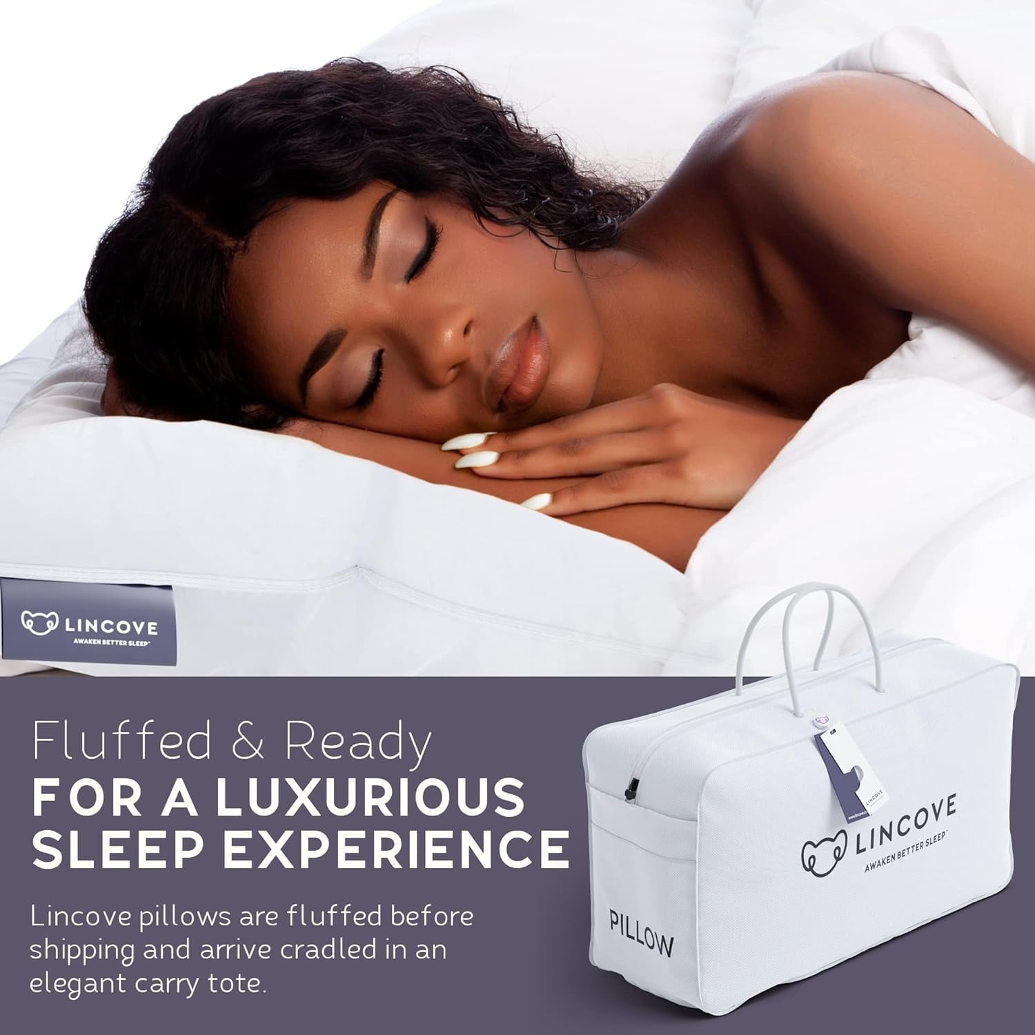 Lincove  Luxury Hotel Collection Bed Pillows for Sleeping with Premium 600 Count Cotton Shell Medium - Standard Size