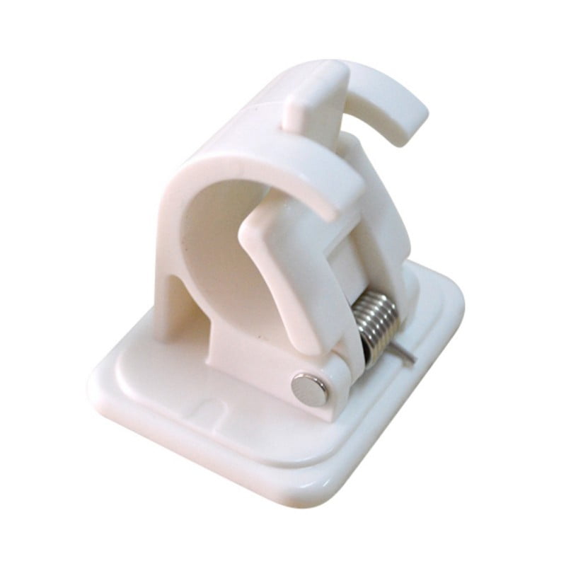 2 Pcs Hanging Rod Clips Adhesive Wall Hanging Curtain Hanging Rod Clip Hook Suction Box White