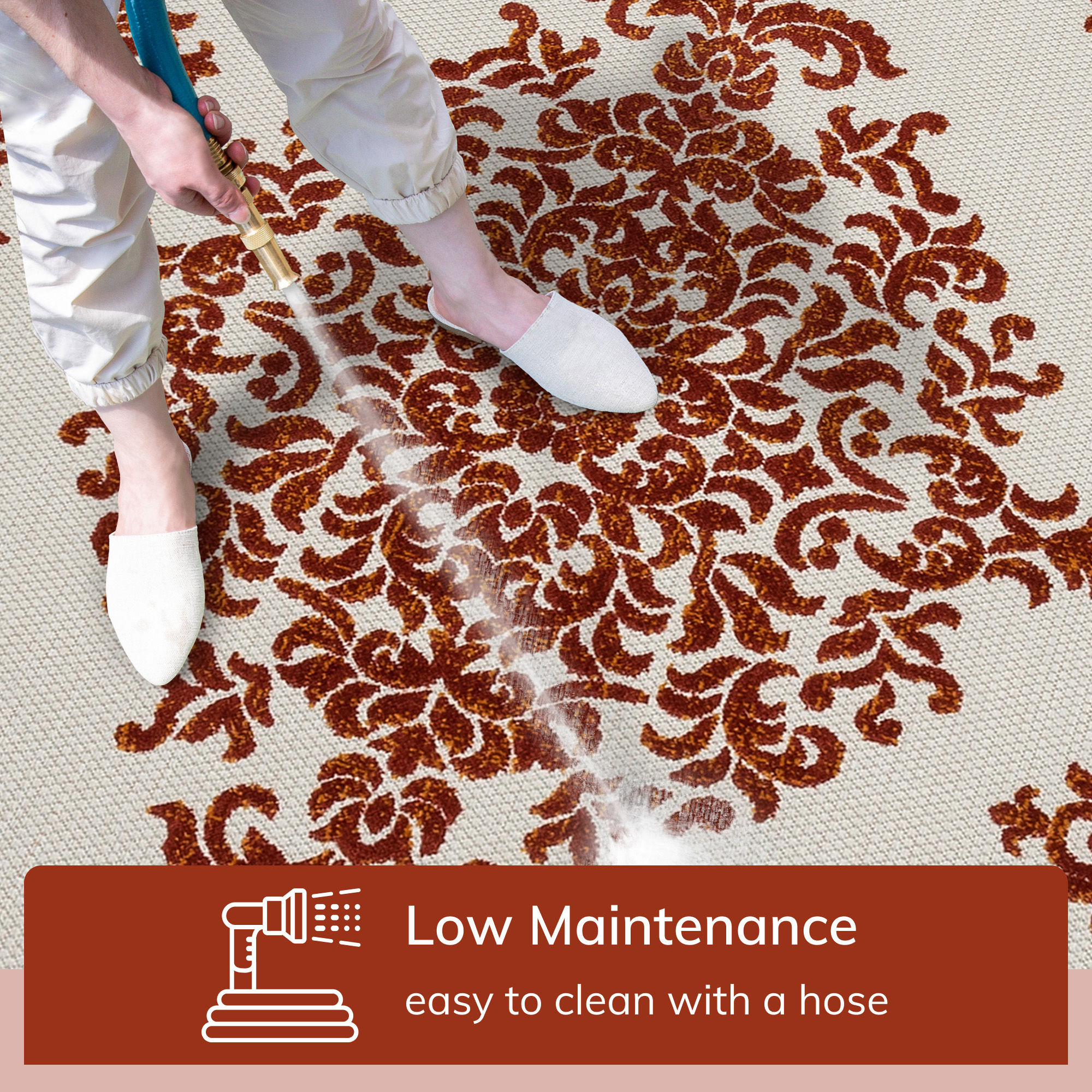 Well Woven Dorado Arid Modern Floral Terracotta Indoor/ Outdoor High-Low Pile 5'3" x 7'3" Area Rug
