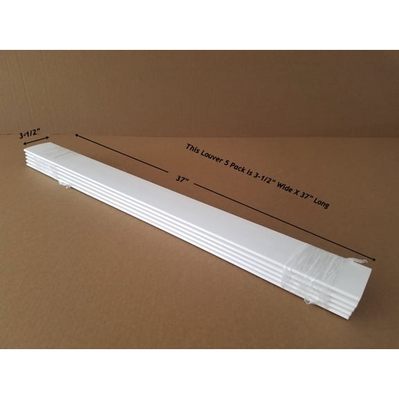 Shutter Louver Replacement Kit 5 Pack 3-1/2 x 7/16" x 37” painted to SW7006 extra white finish-Hardwood
