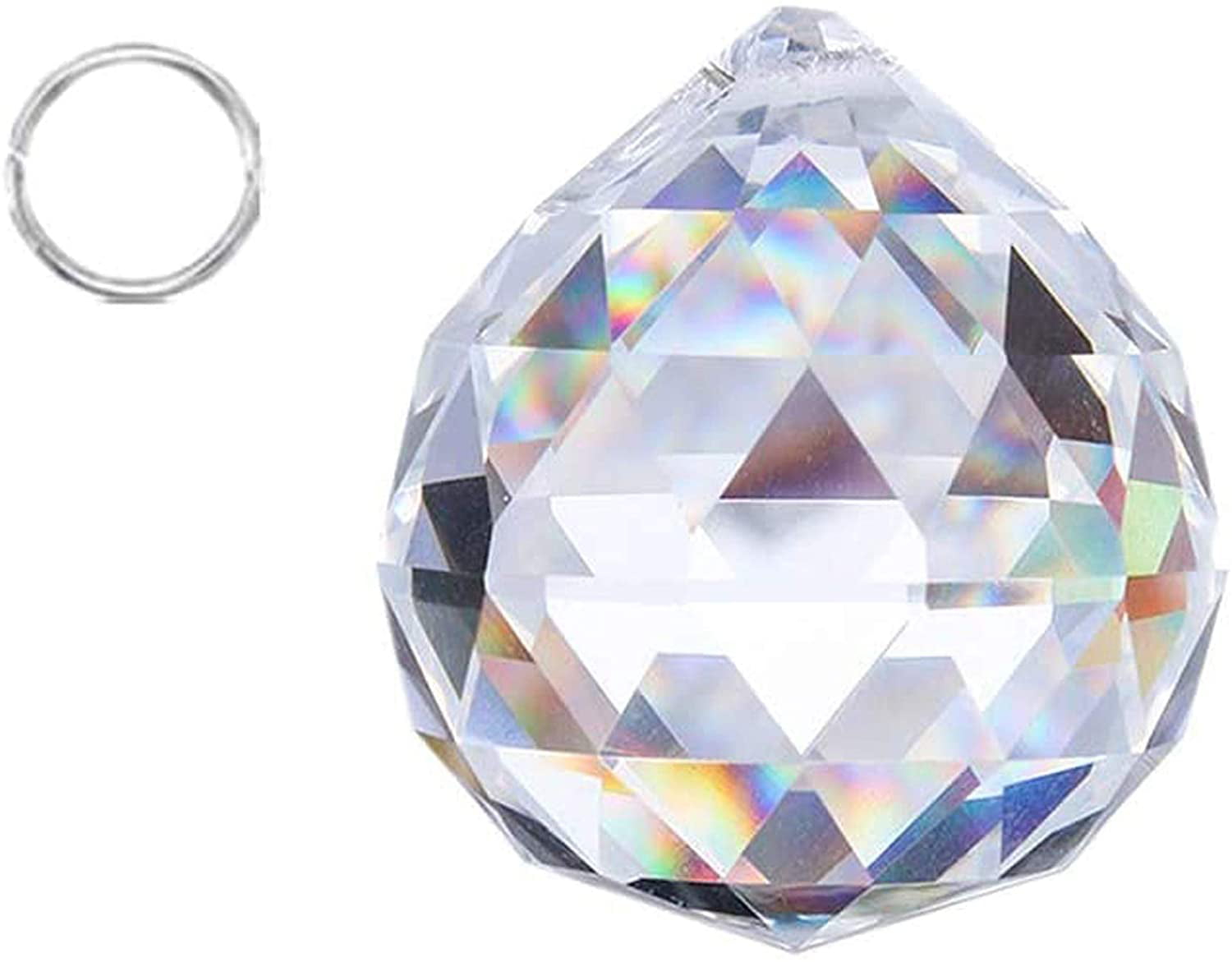One 50mm Clear Suncatcher Hanging Sector Crystal Prism Feng Shui Drops Pendants* 