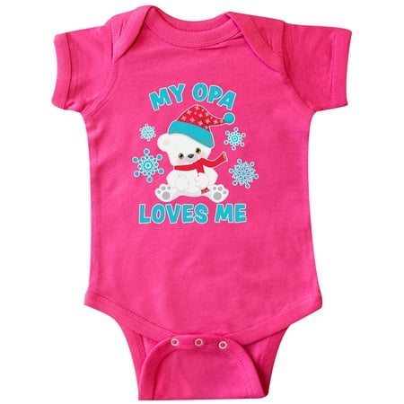 

Inktastic Polar Bear My Opa Loves Me in Santa Hat with Snowflakes Gift Baby Boy or Baby Girl Bodysuit