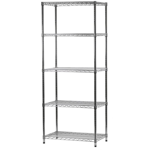 Shelving Inc. 21"d x 30"w x 72"h Chrome Wire Shelving with 5 Tier Shelves, Weight Capacity 800lbs Per Shelf