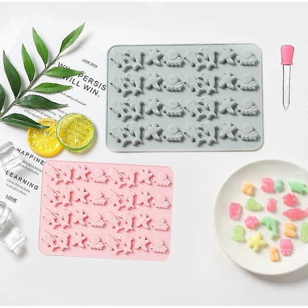2PCS Mini Fruit Gummy Molds Ocean Animals Candy Molds Food Grade Silicone Candy Mold for Chocolate Jelly Ice Cube Pralines Caramels (Ocean Animals)