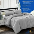 thumbnail image 3 of HNB Store 3pc Duvet Cover Set | 1000 TC Egyptian Cotton | Full/Queen Size Duvet Cover with 2 Pillowcases | Light Grey Solid, 3 of 8