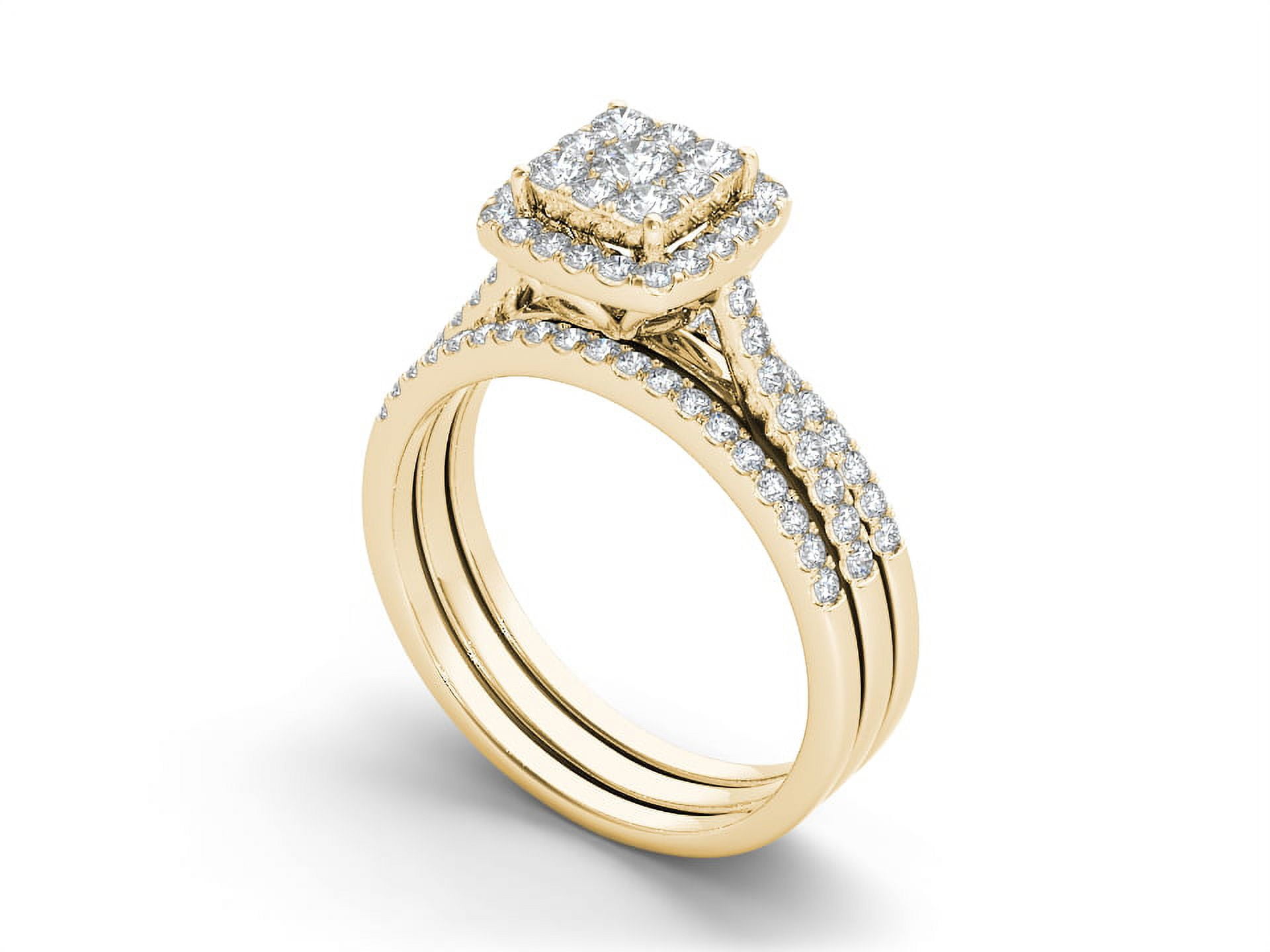 1 Carat T.W. Diamond 10kt Yellow Gold Single Halo Engagement Ring Set