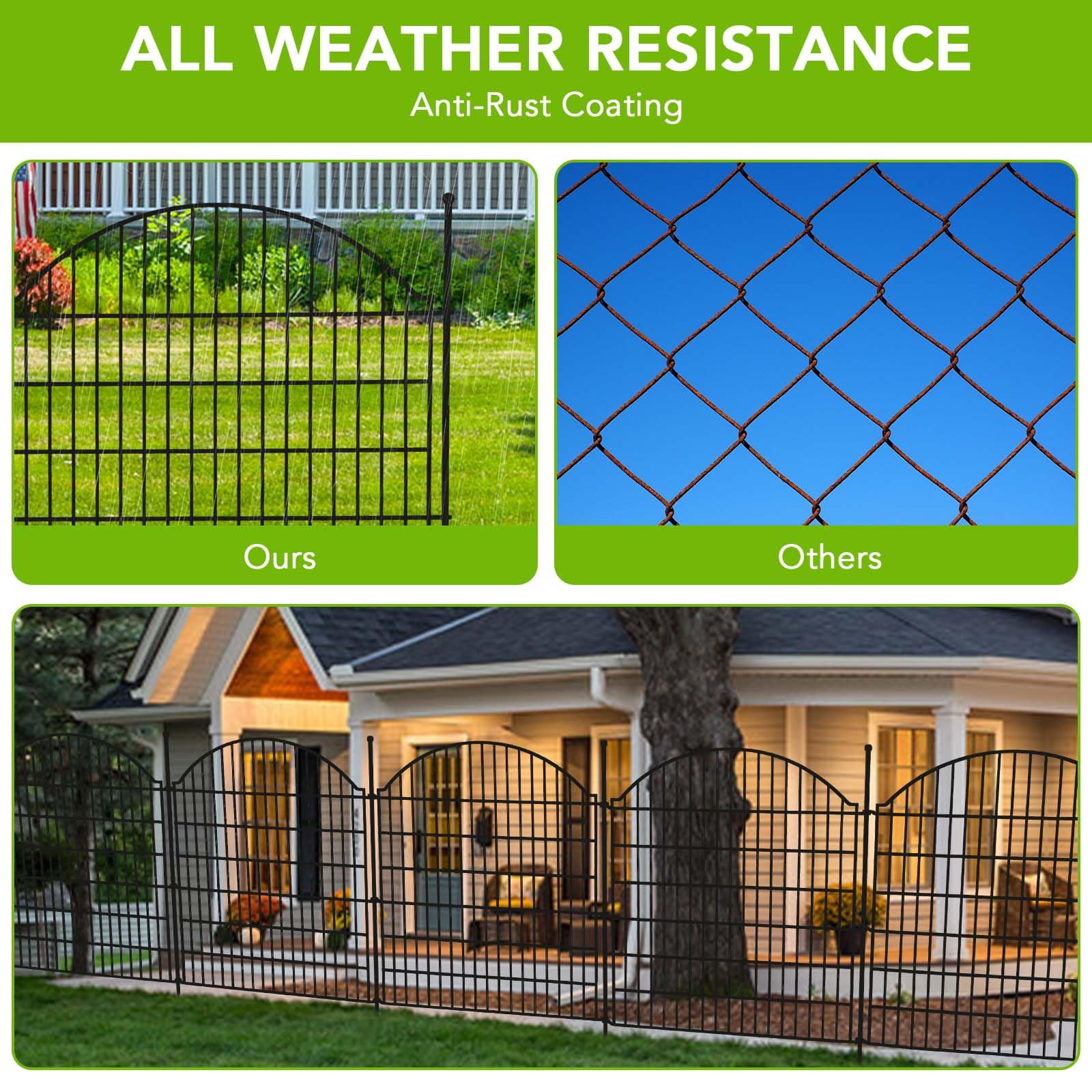 Kojooin Outdoor Garden Fencing Decorative Garden Fence Rustproof Metal Wire Animal Barrier Fence for Dogs, Rabbits, Landscape Edging, and Patio
