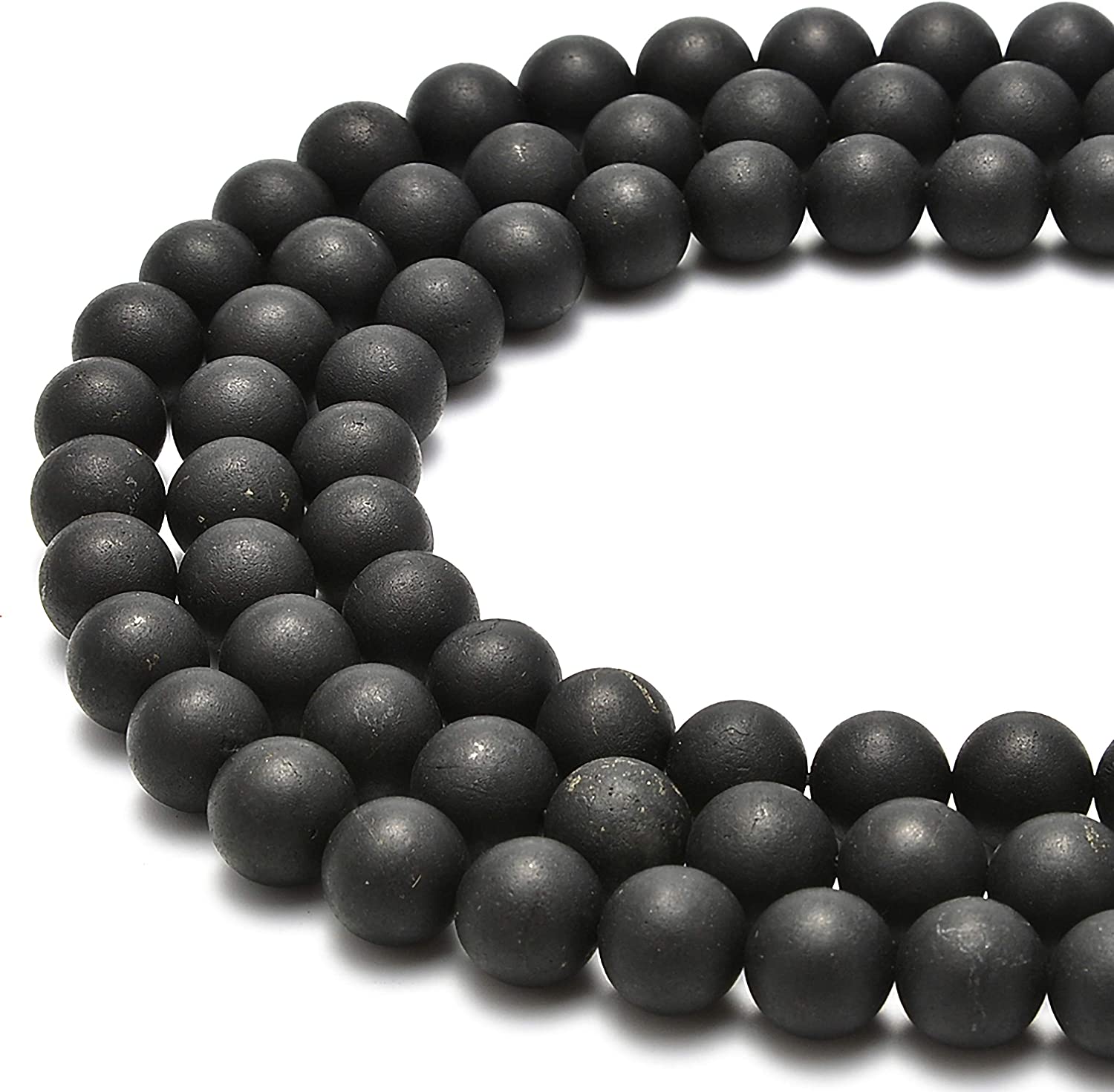 Shungite Matte Round Beads Size 10Mm 15.5