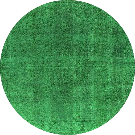 Ahgly Company Indoor Round Oriental Green Industrial Area Rugs, 5' Round