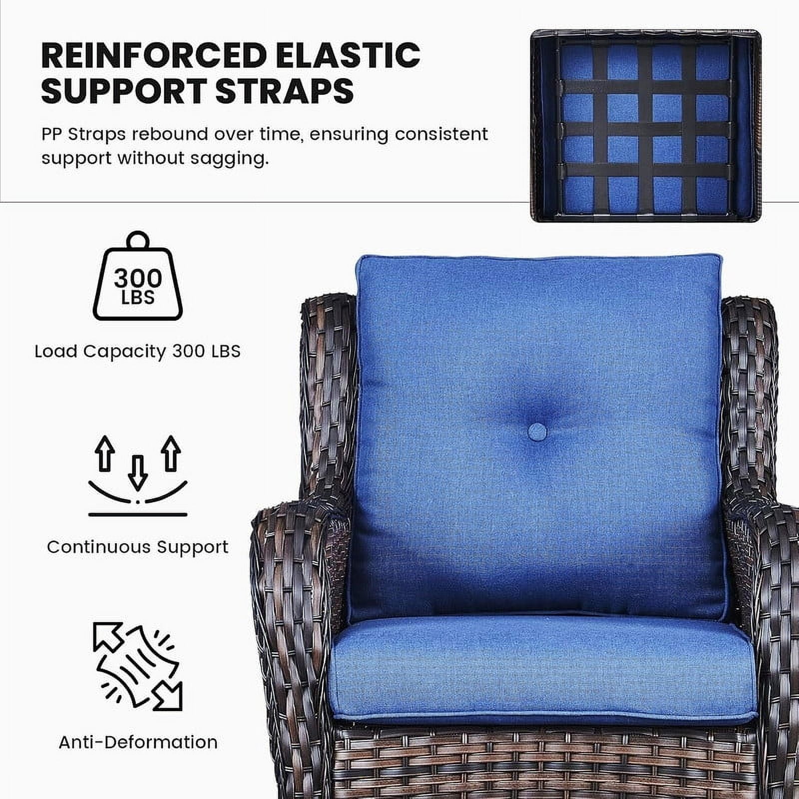 Bellefurn Patio Wicker Chairs Set,High Back Rattan Outdoor Patio Chairs Outdoor Furniture Set with Side Table for Proch Deck Garden Backyard