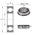 thumbnail image 4 of Rodamientos de bolas de ranura profunda 60/22NR2RS de Bargains Únicos 22x44x12mm P6 con doble sello de goma lubricados 1 Pc Rueda de coche patinete patineta universal negra, 4 of 6
