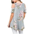 thumbnail image 3 of MYLookk Women Casual Cold Shoulder T Shirt Short Sleeve Loose Swing Tunic Tops Blouse, 3 of 8