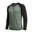 thumbnail image 5 of Hvogkswy Mens T-Shirts Color Block Crew Neck Long Sleeve T-Shirt Soft Lightweight Fall Casual Pullover Top, Size S-3XL, 5 of 7