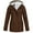 001_Brown, variant on JGNGSHN Women's Winter Plus Size Thickened Fleece Lined Coat with Detachable Hood