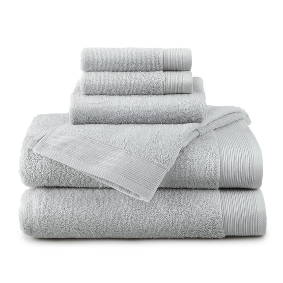 Hotel Style 100% Organic Cotton Luxury 6-Piece Towel Set, Platinum Silver