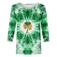 thumbnail image 2 of Ohufall St Patricks Day Shirt for Women 3/4 Sleeve Plus Size Crew Neck Shamrocks Print Tunic Loose T-Shirts Casual Comfort Fashion Pullover Graphic Tees, Green S-5XL, 2 of 4