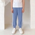 thumbnail image 3 of OGLCCG Boys Athletic Jogger Pants Summer Side Stripe Wide Leg Track Pants Casual Baggy Elastic Waist Thin Sweatpants 0-10 Years, 3 of 5