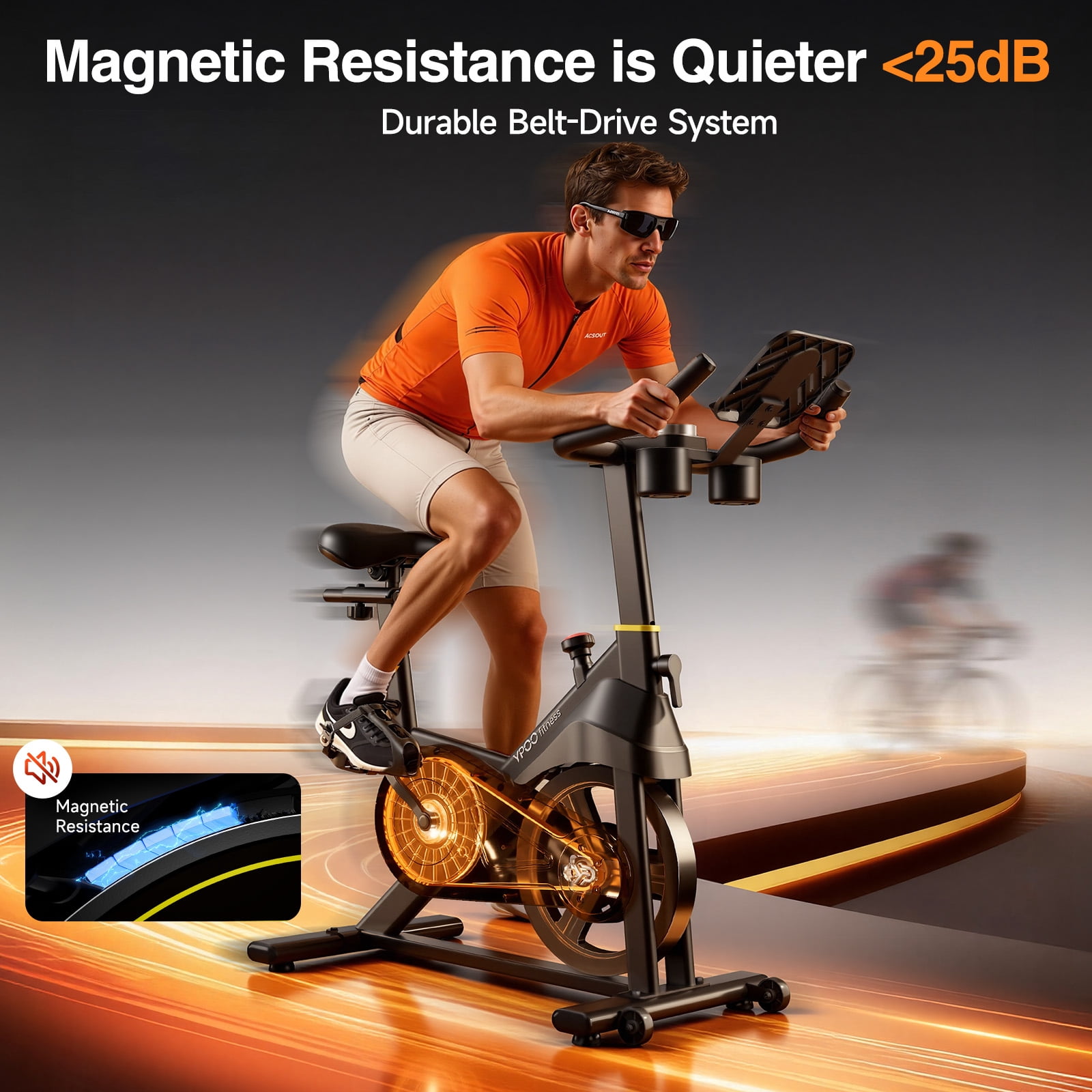 Exercise Bike for Home Gym, Magnetic Resistance Stationary Bike with APP, 300lbs Capacity Indoor Cycling Bike with Comfortable Seat & Tablet Holder