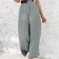 thumbnail image 3 of Women High Waist Wide Leg Pants Ruffled Casual Cropped Trousers with Pocket, 3 of 4