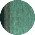 thumbnail image 1 of Ahgly Company Indoor Round Abstract Turquoise Blue Modern Area Rugs, 4' Round, 1 of 4