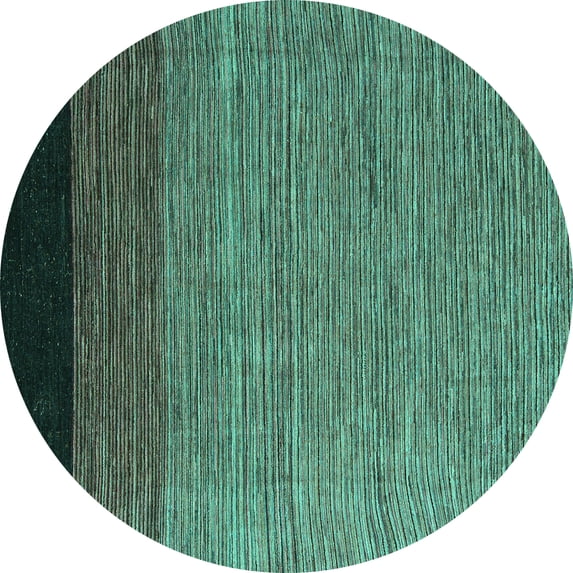 Ahgly Company Indoor Round Abstract Turquoise Blue Modern Area Rugs, 4' Round